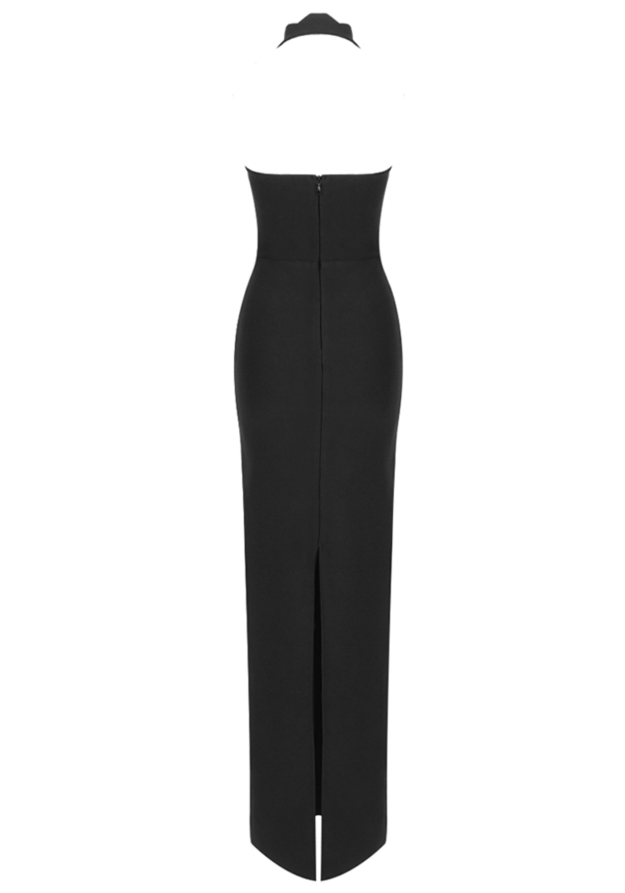 Bakir Halter Cutout Bustier Maxi Dress In Black