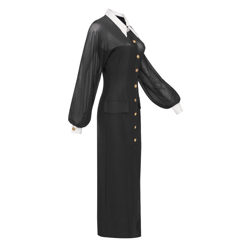 Rufus Mesh Buttoned Cardigan Maxi Dress