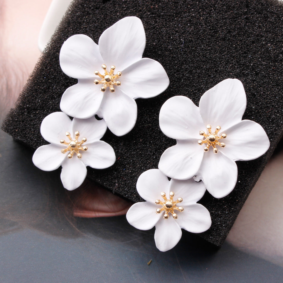 Sandra Double Flower Earrings