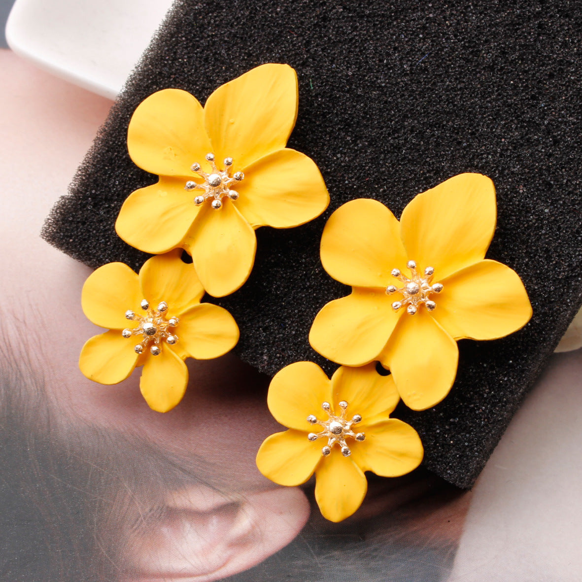 Sandra Double Flower Earrings