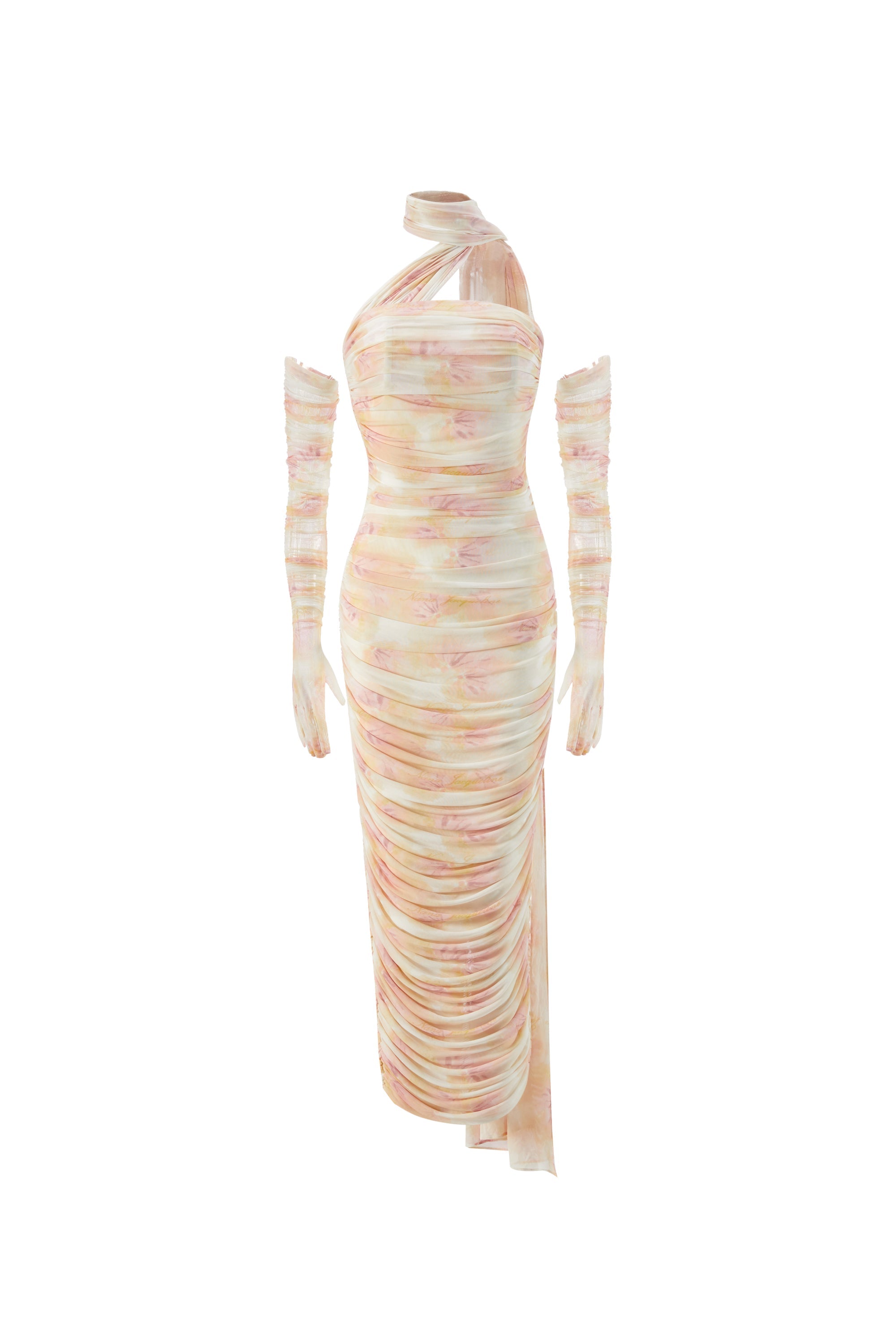 Saoirse Floral Mesh Maxi Dress With Gloves