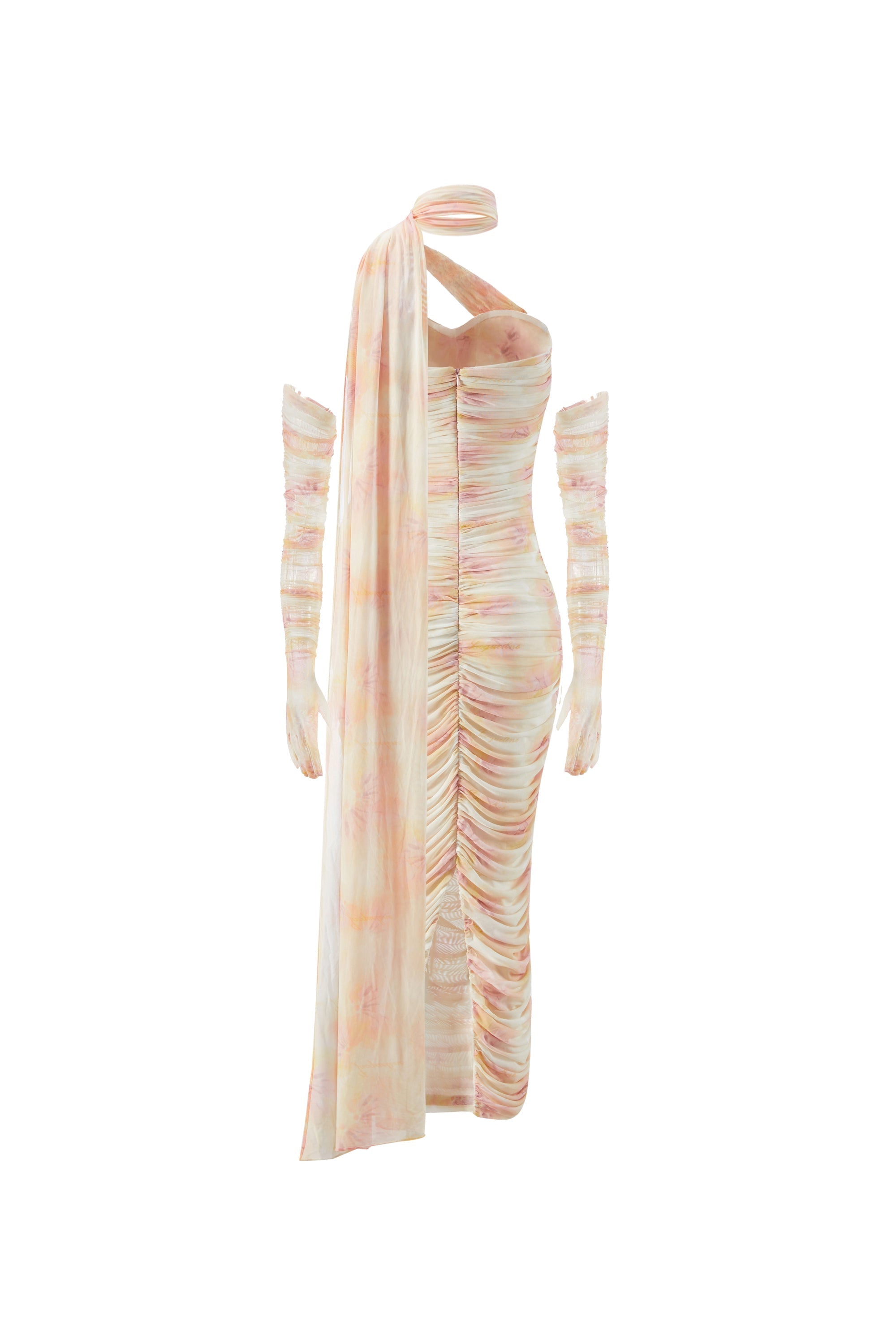 Saoirse Floral Mesh Maxi Dress With Gloves