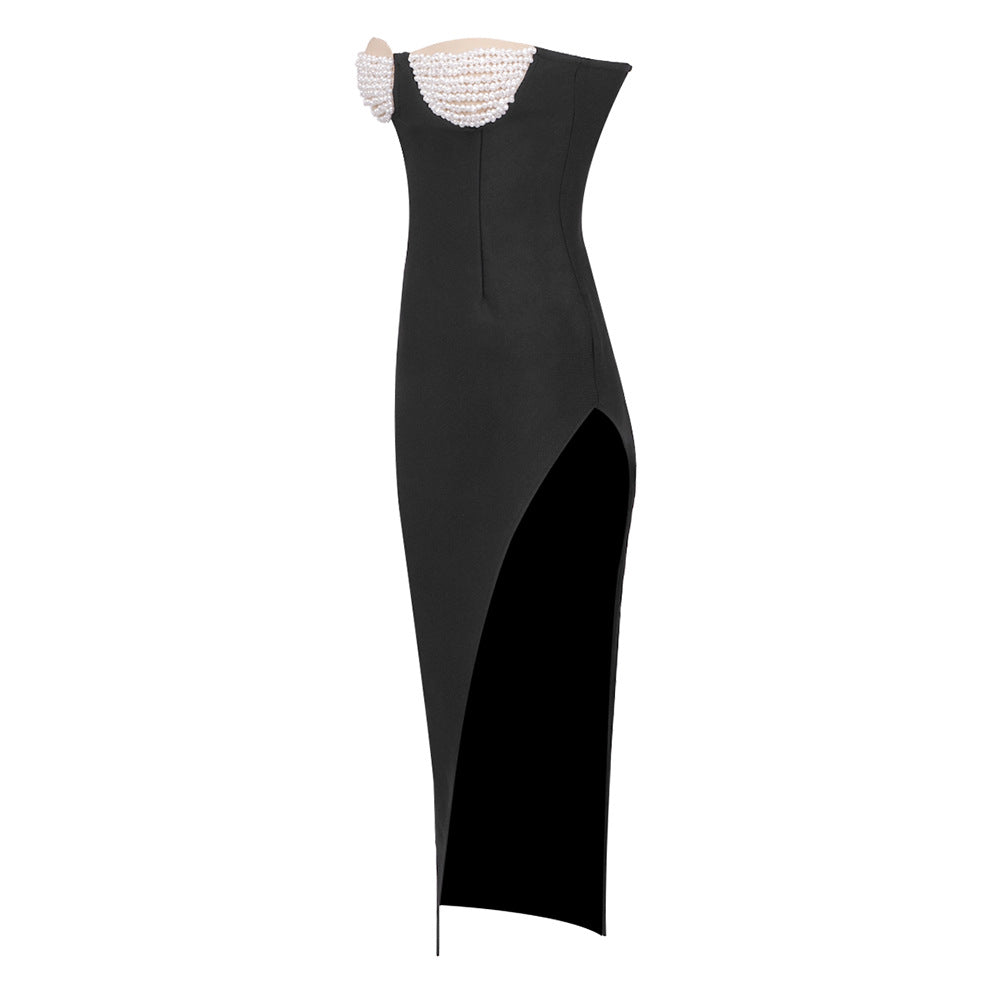 Shaylah Pearl Bustier Maxi Dress In Black