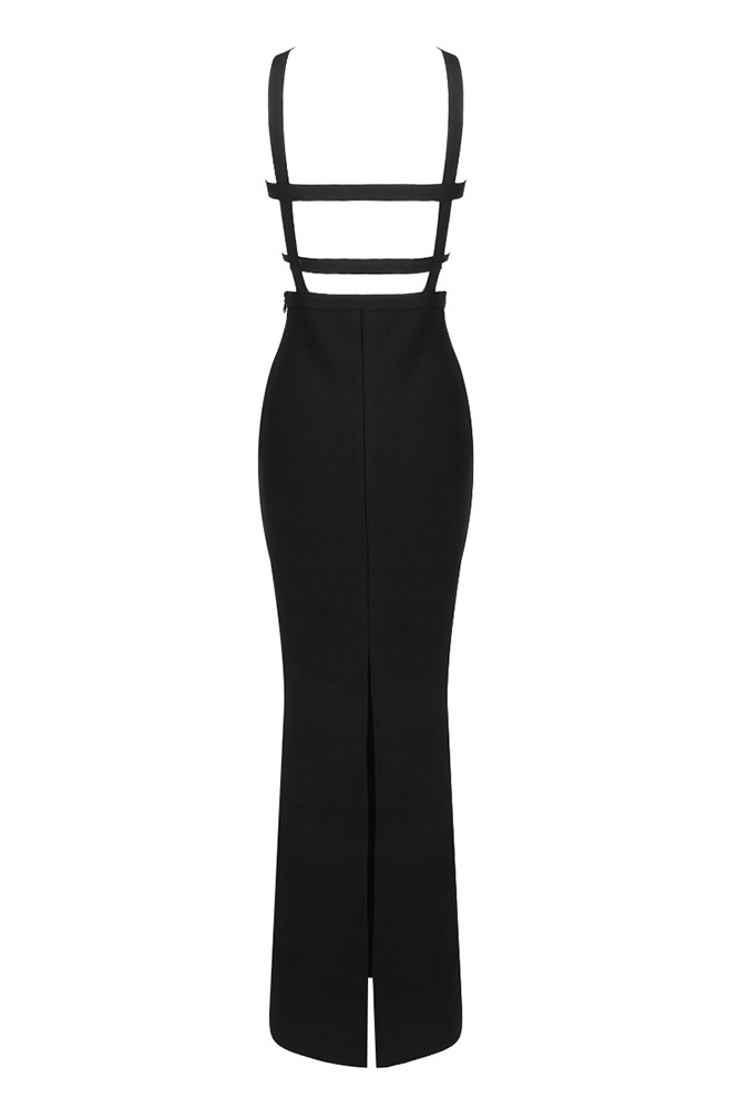 Remy Cross Halter Pocket Bandage Maxi Dress