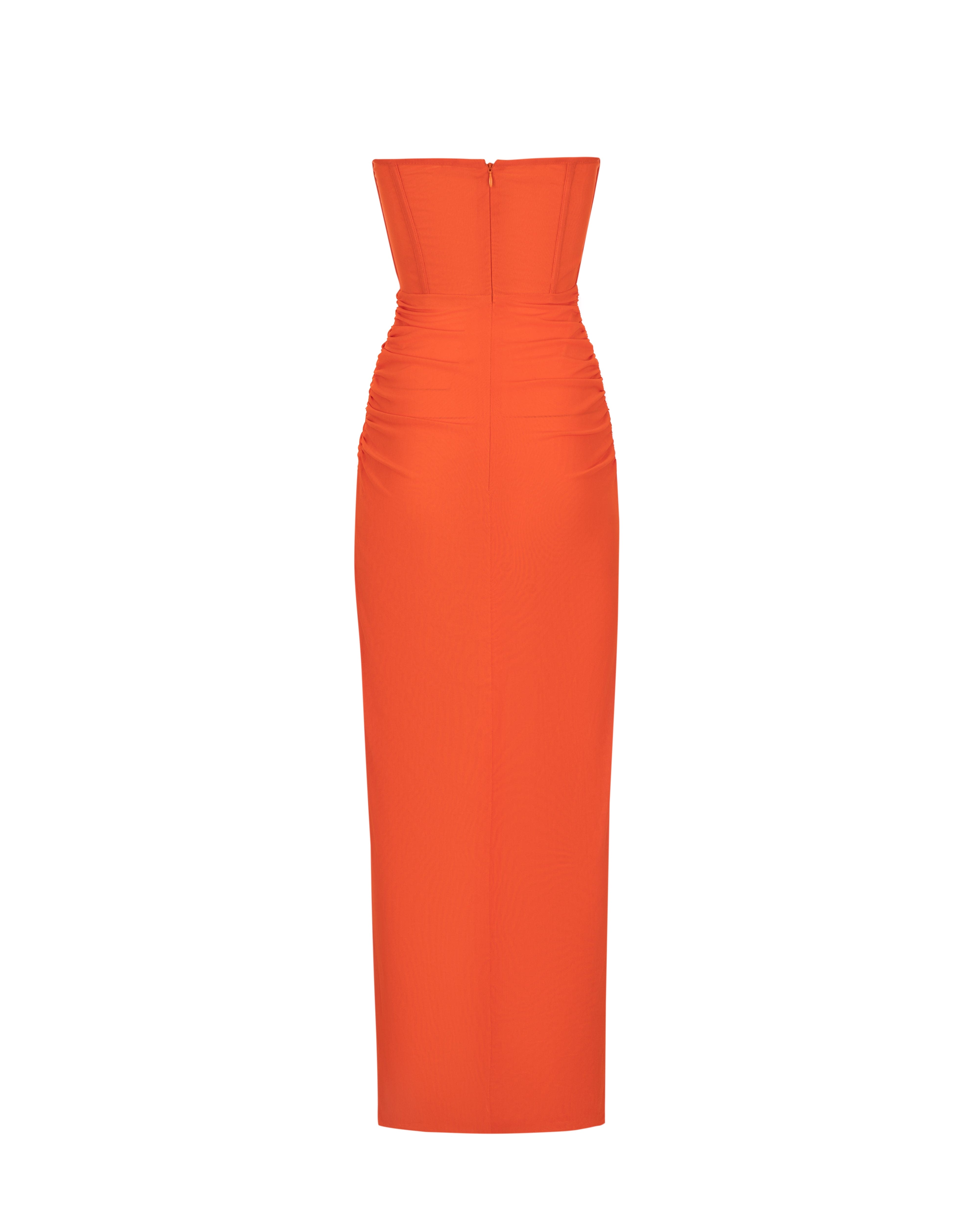 Tafari Strapless Ruched Maxi Dress In Red