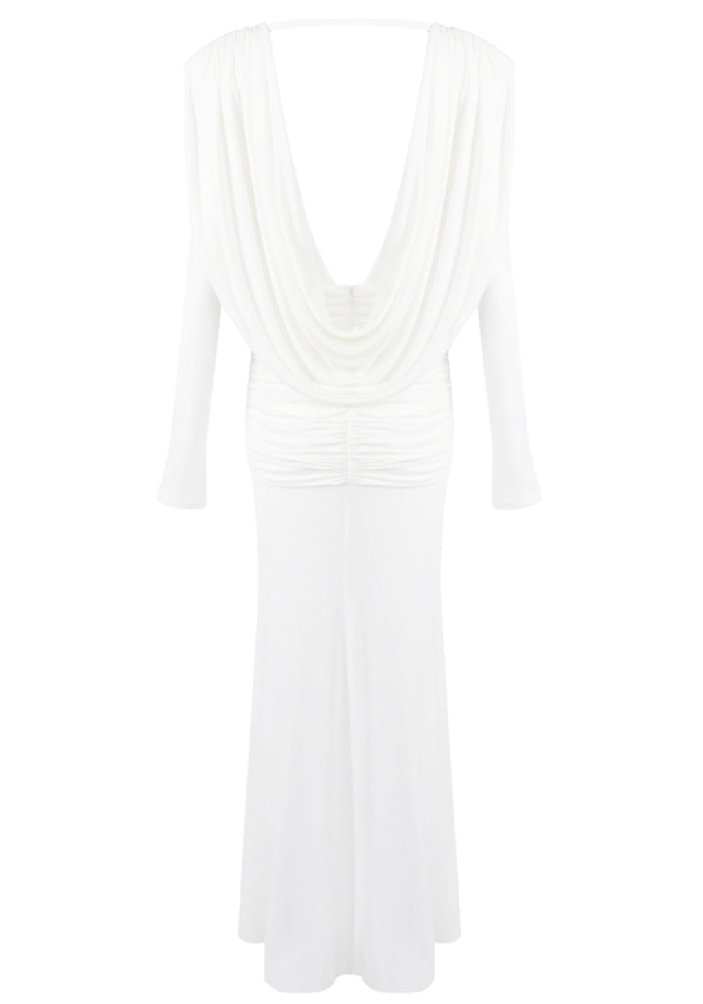 Sagebrush Long Sleeve Draped Backless Maxi Dress In White