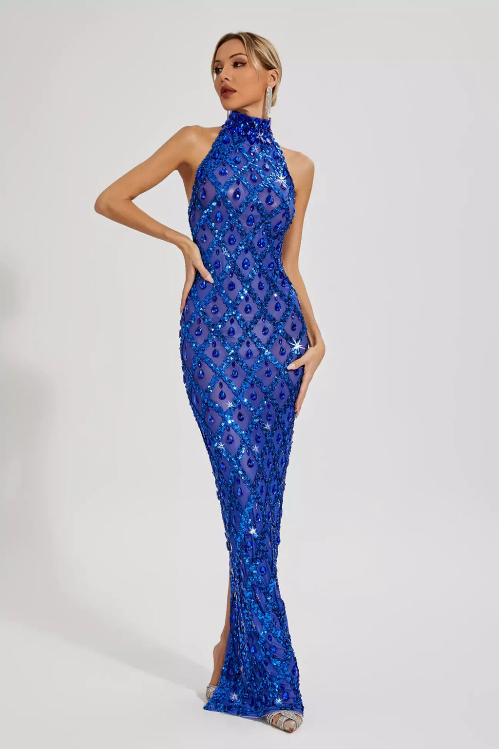 Cate Blue Diamond Maxi Dress