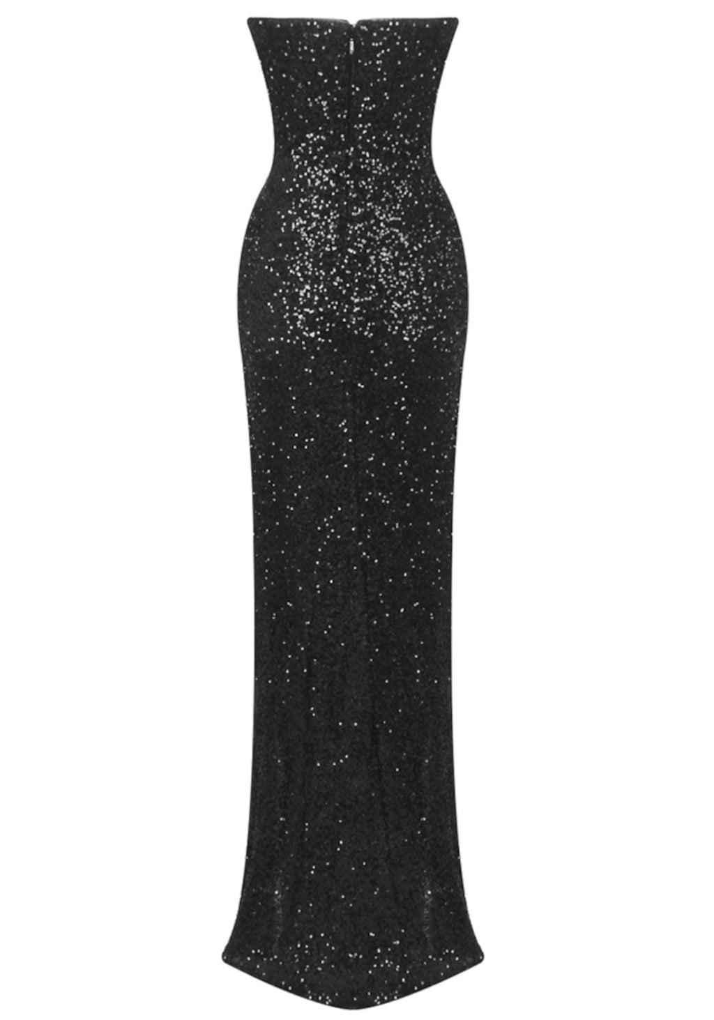 Renate Strapless Sequin Draped Maxi Dress In Black